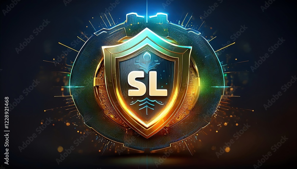 Poster a digital badge featuring a shield design with the letters 