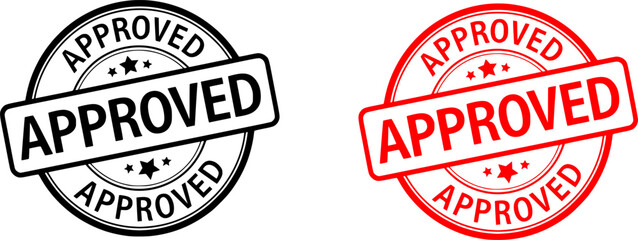 Approved stamp vector set in black color. Suitable for apps and website UI designs
