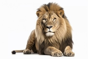 Fototapeta premium Lion on white background. KI generiert, generiert, AI generated