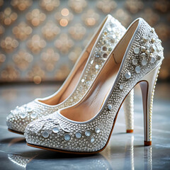 Obraz premium Elegant Bridal Style: Beautiful High-Heel Shoes for the Bride