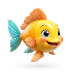 Cute cartoon fish ai generated