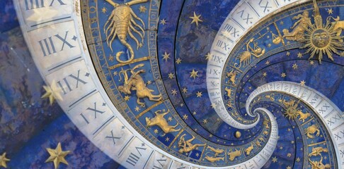 Abstract old conceptual background on mysticism, astrology, fantasy, blue