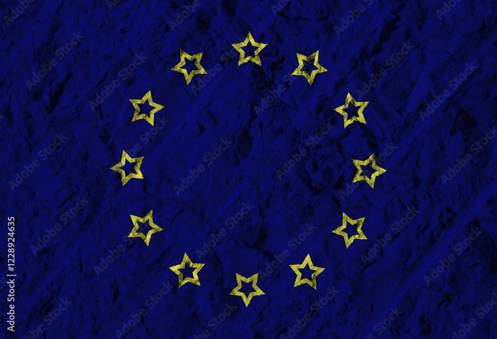 Poster european union flag with texture on background