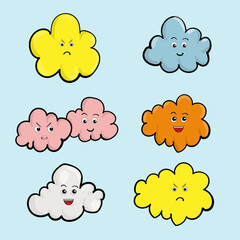 Obraz premium cute cloud, moon and star childish cartoon illustration