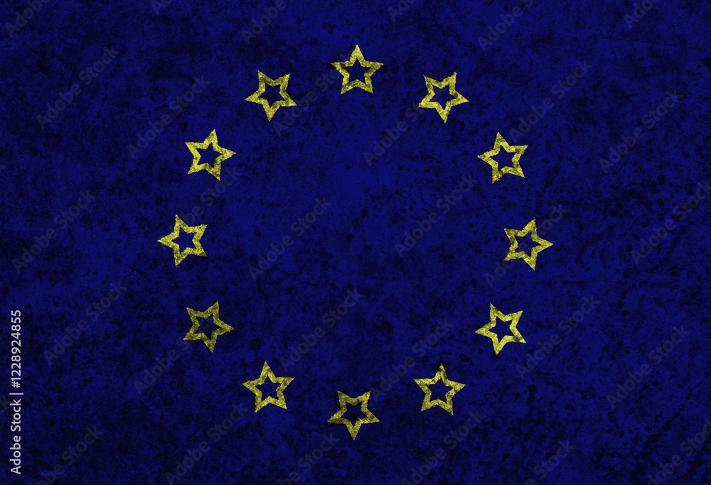 Poster european union flag with texture on background