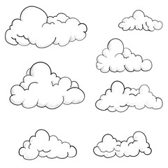 Obraz premium Set clouds sketch hand drawn doodle vector isolated. 