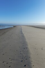 Early mist over the empty beach, Henne M&oslash;lle Beach, Region Syddanmark, Denmark, Europe