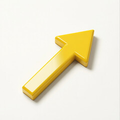 3D glossy yellow upward-pointing arrow icon: high-resolution illustration and graphic design for navigation, presentation, and web use in PNG format