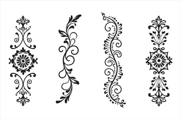 Silhouette vertical line divider with Baroque ornament black color only