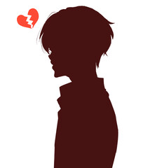 失恋した男性　シルエット