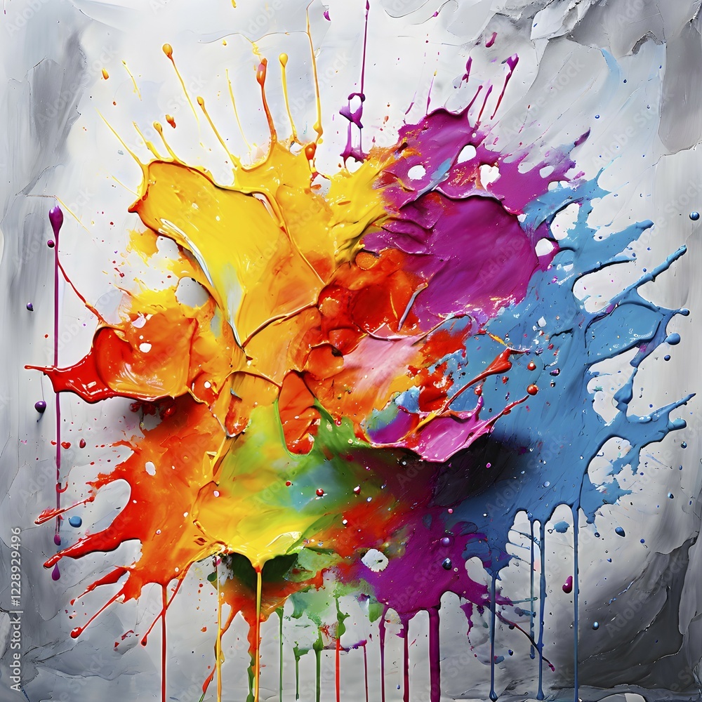 Poster ai generated abstract art showcasing a dynamic splash of vibrant colors in square format