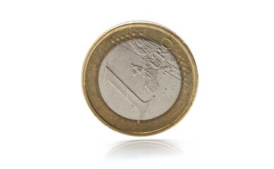 One-Euro coin on a glass top