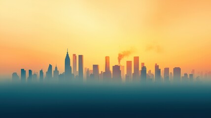 Fototapeta premium Urban Skyline at Sunset with Silhouettes and Colorful Sky