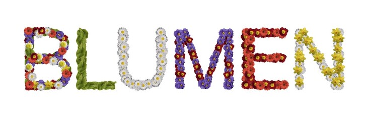Writing Blumen (Flowers), made from blossoms