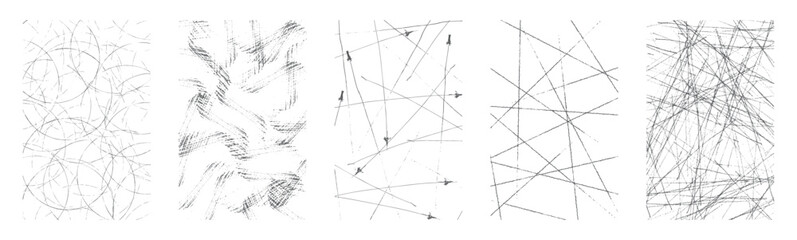 Overlay textures set stamp with grunge effect. Old damage Dirty grainy and scratches. Set of different distressed black grain texture. Distress overlay vector textures.	