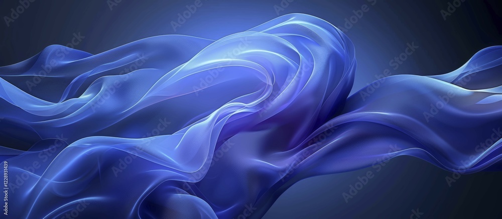 Aufkleber abstract dark blue fabric waves with smooth textures and light reflections creating a dynamic effect