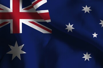 Ruffled Flag of Australia Blowing in Wind