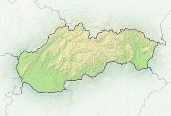 Slovakia, shaded relief map, Europe
