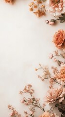 Delicate pastel flowers and leaves create a serene and elegant background, perfect for design and decoration.