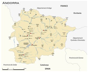 Fototapeta premium Vector map of the Principality of Andorra