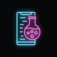 Neon sign representing mobile analysis of chemical compounds, ideal for themes like laboratory research and science applications