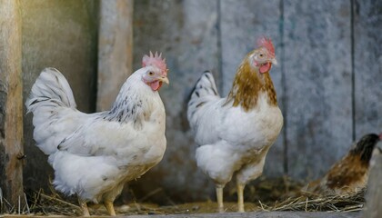 Fototapeta premium Agriculture, Animals, Pets, Chickens in the henhouse, AI generated, AI generated