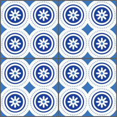 Azulejo wallpaper tiles design - vector seamless pattern - Portuguese and Spanish style
