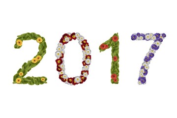 Flowers arranged to show the year 2017