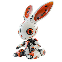 Obraz premium Cheerful Cartoon Robot Bunny Toy Designed for Kids with Friendly Features and Playful Expressions