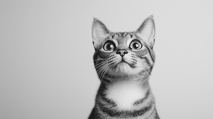 Obraz premium European Shorthair Tabby Cat in Black and White Close-Up