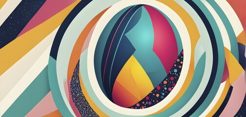 Obraz premium Abstract Easter egg design with geometric patterns, bold colors, and a mix of textures, creating a modern and dynamic look, AI generated
