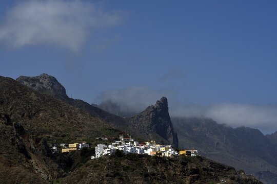 Almaciga, village on sea-cliff, Anaga Mountains, Tenerife, Canary Islands, Spain, Europe