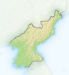 North Korea, shaded relief map, Asia