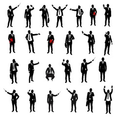 Set of business men in suits, isolated vector objects over white background
