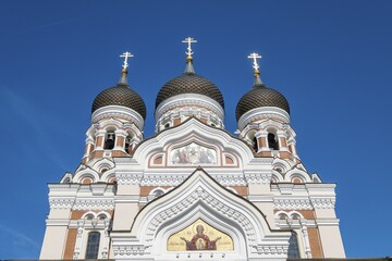 Obraz premium Towers of the Alexander Nevski Cathedral, Aleksander Nevski Katedraal, Tallinn, Estonia, Europe