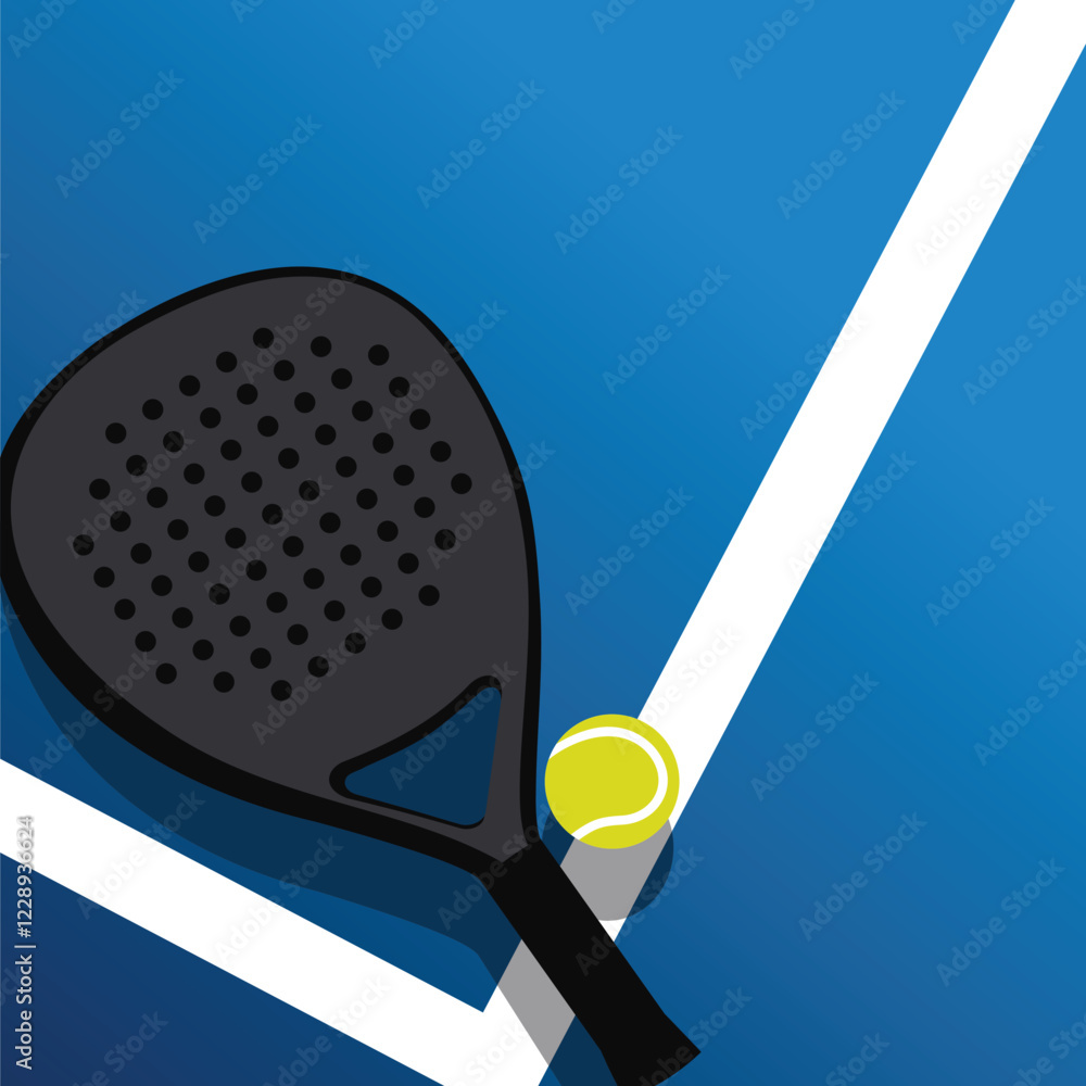 Wall mural Padel racket ball court background template design vector