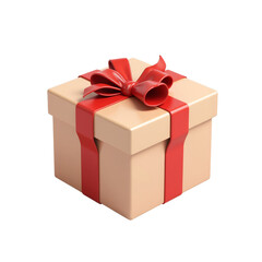 Fototapeta premium Beige Gift Box with Red Ribbon Bows for Celebrations