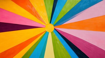 Vibrant Colorful Sunburst Design with Radiating Stripes and Patterns