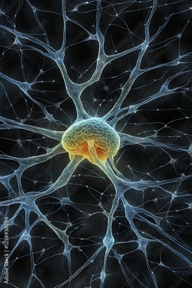 Aufkleber abstract representation of neural networks modeled after the human brain with intricate web-like pat