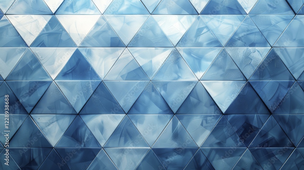 Aufkleber bright blue 3d geometric pattern with sharp triangles adding texture and depth, ai generated, ai gen