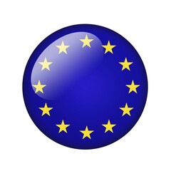 The European Union Flag. Round glossy icon. Isolated on white background