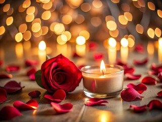 red rose and candle