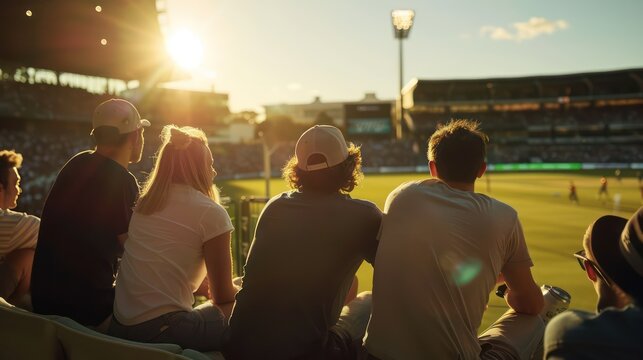excited audience celebrating and screaming while watching cricket match at stadium