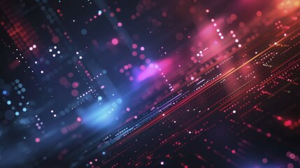 Obraz premium Tech abstract with vibrant blue and pink diagonal lines and sparkling particles, ai generated, AI generated