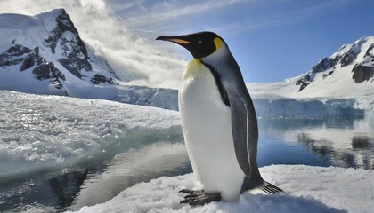 Fototapeta premium AI generated, Antarctica, snow, ice, winter, king penguin (Aptenodytes patagonicus), Antarctica