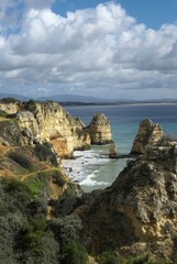 Obraz premium Steep coast at the Ponta da Piedade, Lagos, Algarve, Portugal, Europe