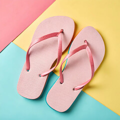 Colorful Flip-Flops Isolated on a Vibrant Background"
