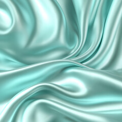 Fototapeta premium Exquisite light turquoise blue colour material with smooth wavy texture 