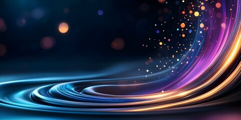 Obraz premium A vibrant, swirling abstract design with flowing colors and sparkling particles against a dark background. Concept Abstract Art, Vibrant Colors, Flowing Patterns, Sparkling Particles, Dark Background