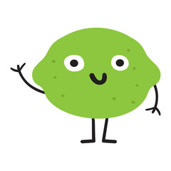 Lime cute character. Flat design. Illustration on white background.